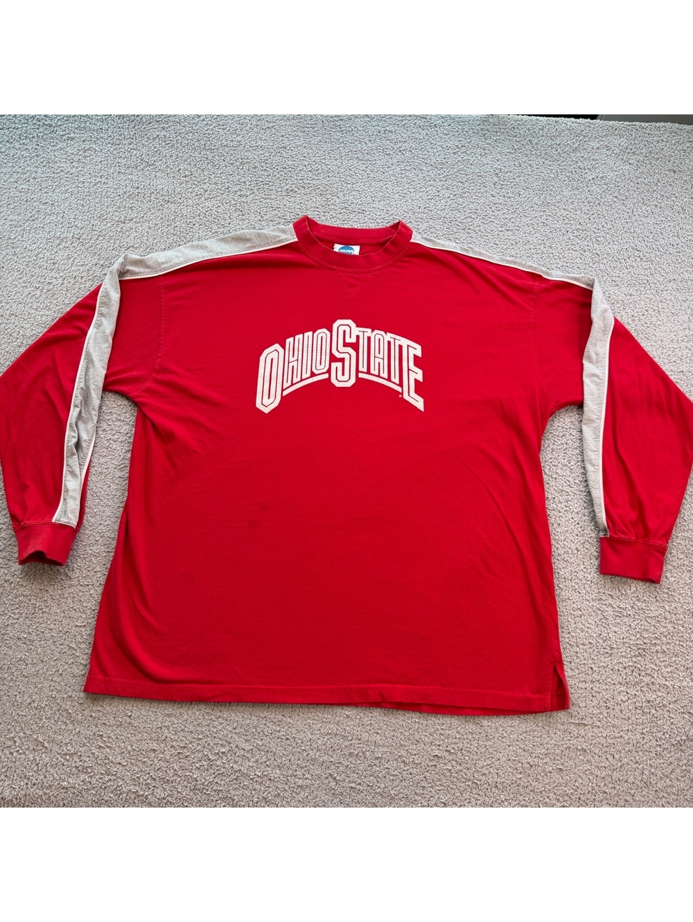 Vintage Ohio State Buckeyes NCAA Red Gray Long Sleeve Shirt Men’s XL 90s Y2K